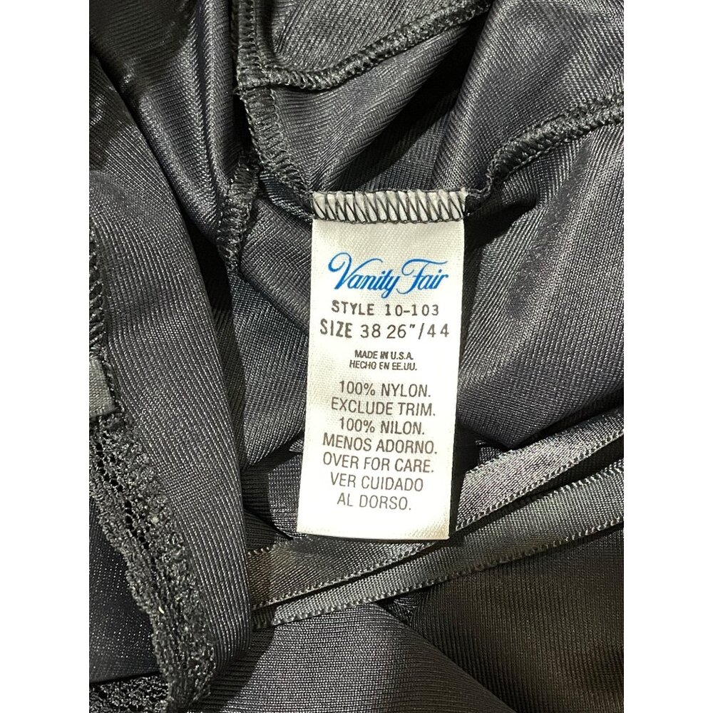 Vtg Vanity Fair Slip Dress Womens 38 26" Black with Lace Trim Nylon Made in USA - Picture 5 of 6